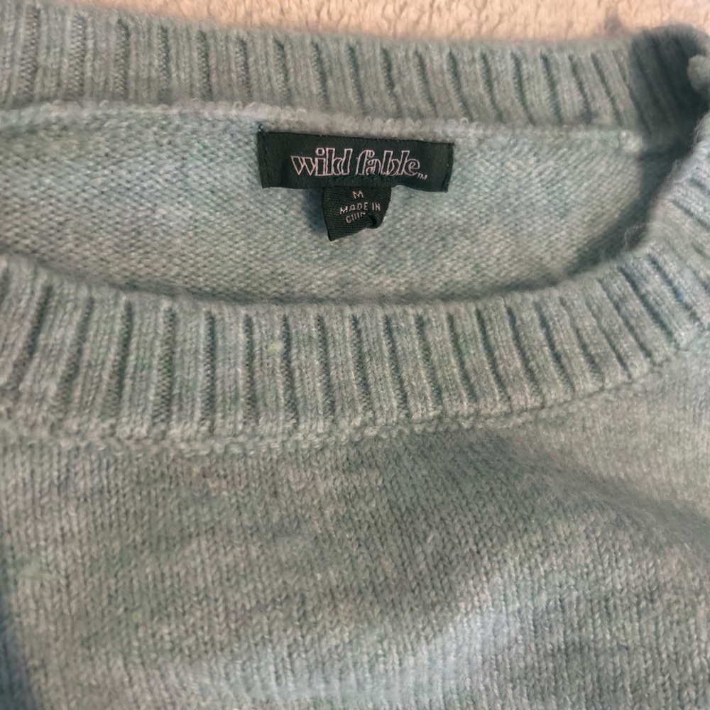Wild Fable Cropped Puff Sleeve Knit Sweater Mint Green Size M - Picture 3 of 7